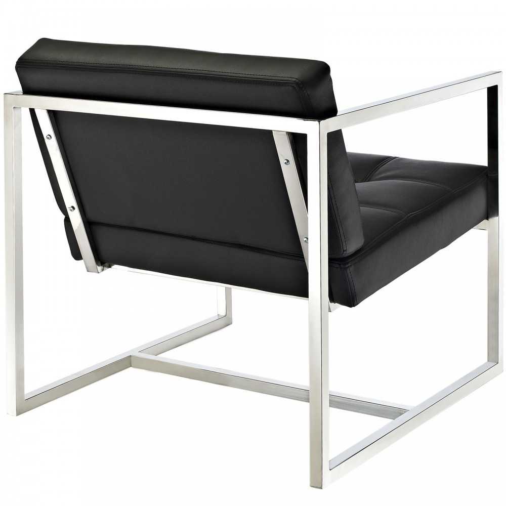Hover Upholstered Vinyl Lounge Chair, Black