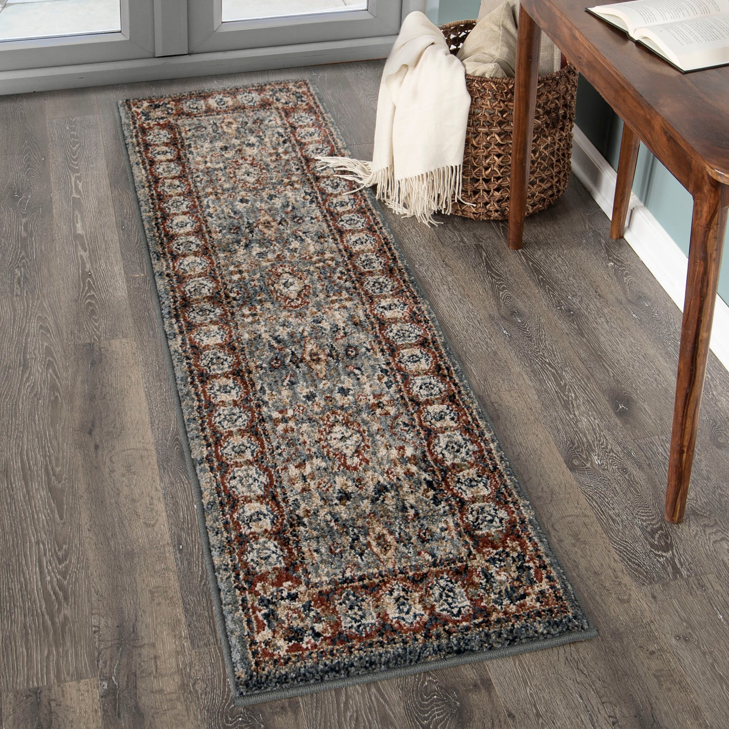 Orian American Heritage Persian Border Indigo 20"X66"