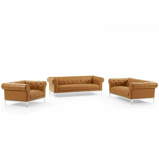 Idyll 3 Piece Upholstered Leather Set, Tan