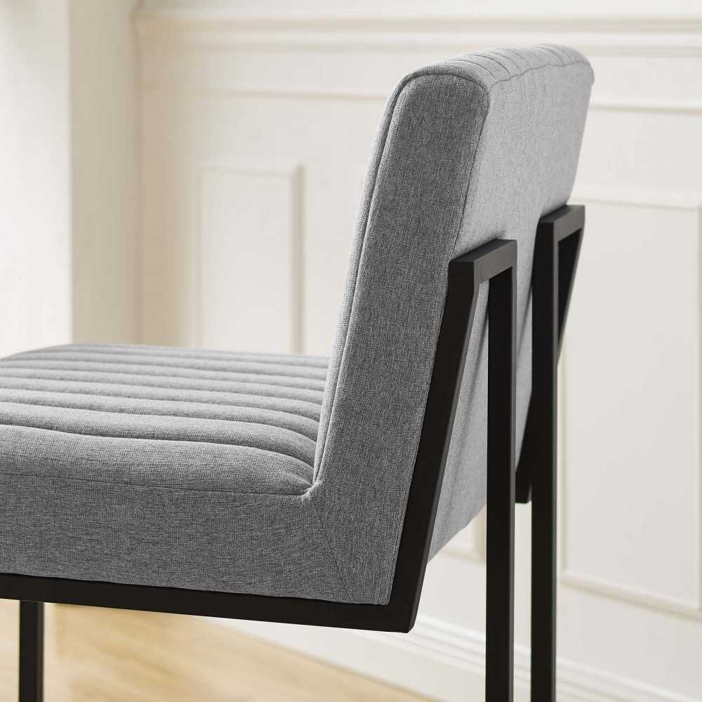 Indulge Channel Tufted Fabric Bar Stool, Light Gray