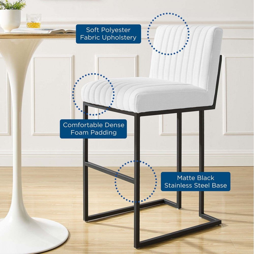 Indulge Channel Tufted Fabric Bar Stool, White