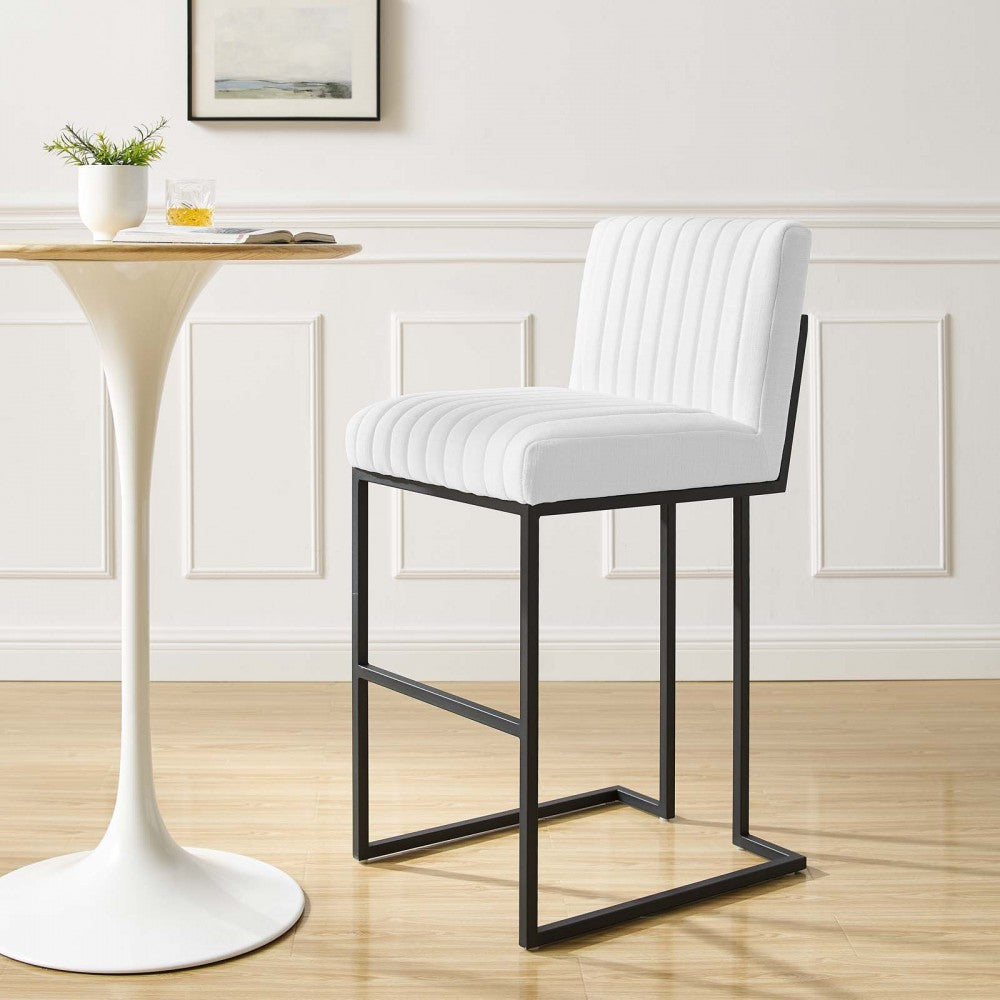 Indulge Channel Tufted Fabric Bar Stool, White