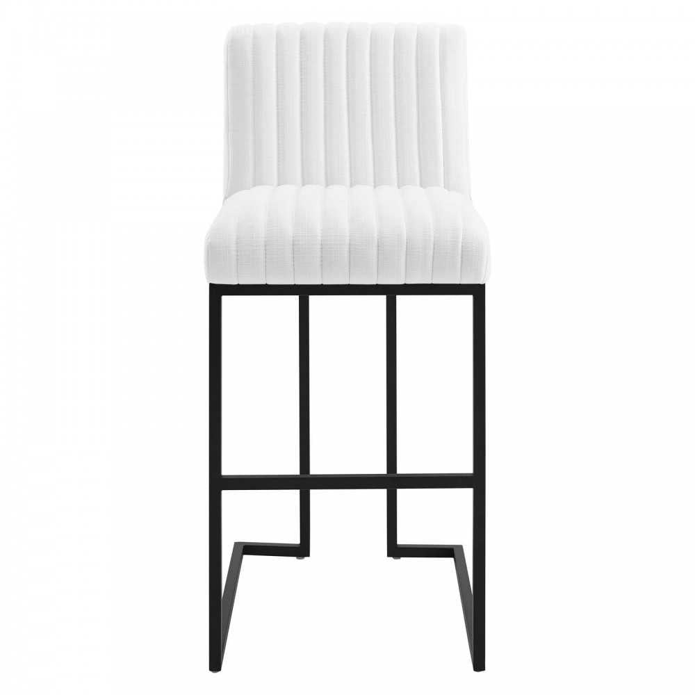 Indulge Channel Tufted Fabric Bar Stool, White