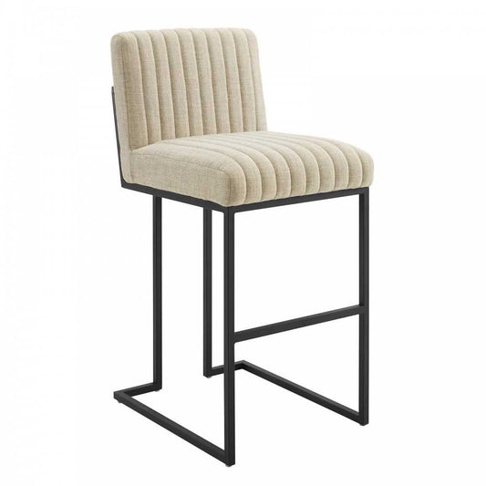 Indulge Channel Tufted Fabric Bar Stool, Beige