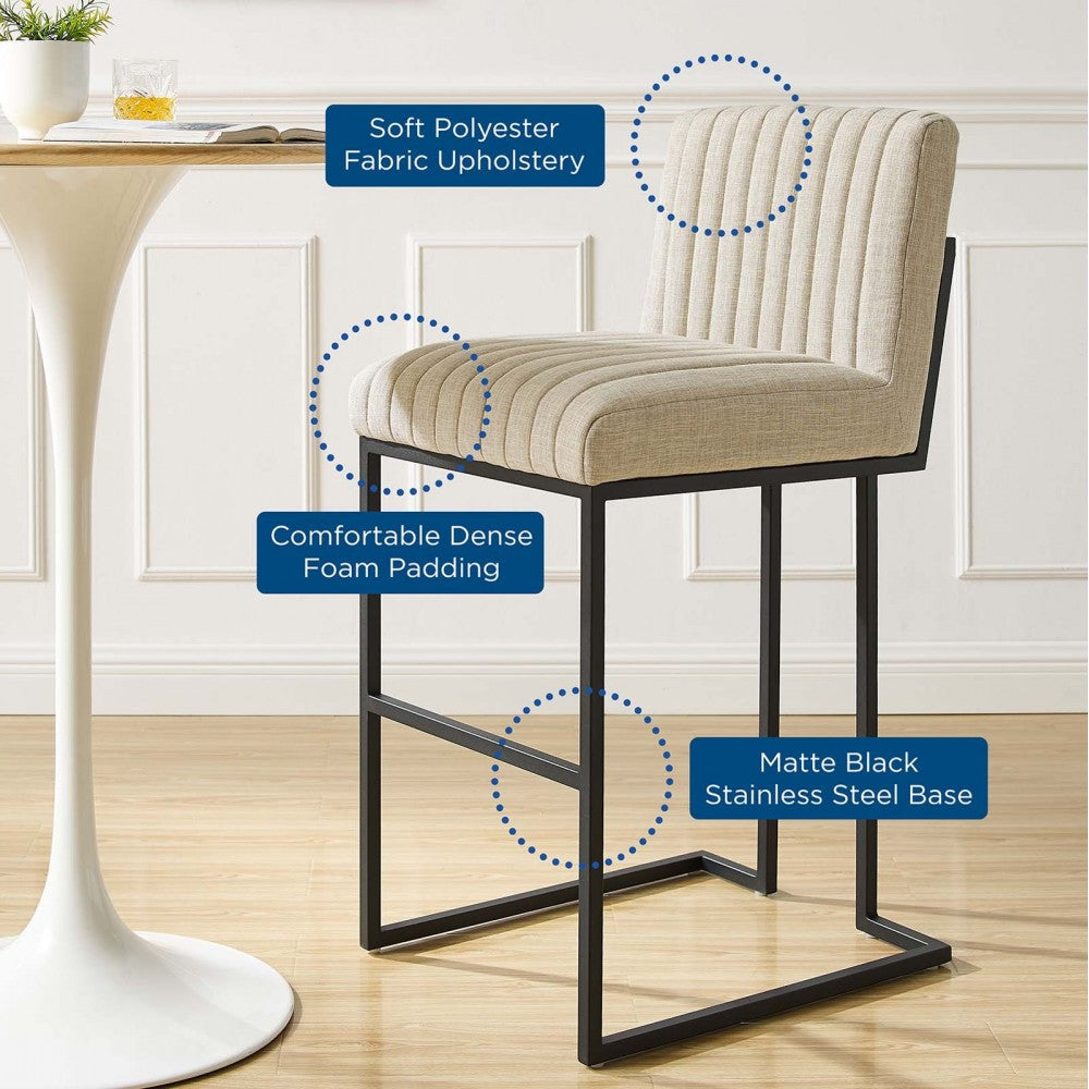 Indulge Channel Tufted Fabric Bar Stool, Beige