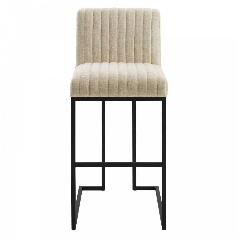 Indulge Channel Tufted Fabric Bar Stool, Beige