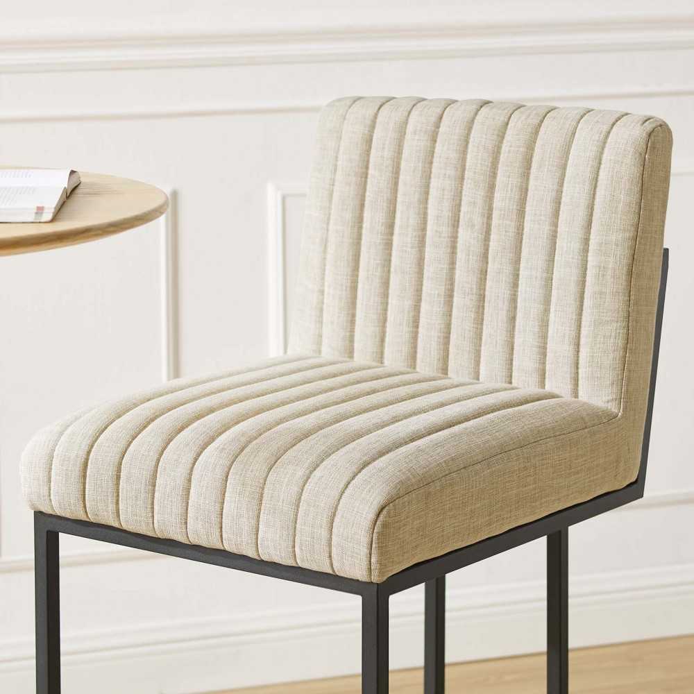 Indulge Channel Tufted Fabric Bar Stool, Beige