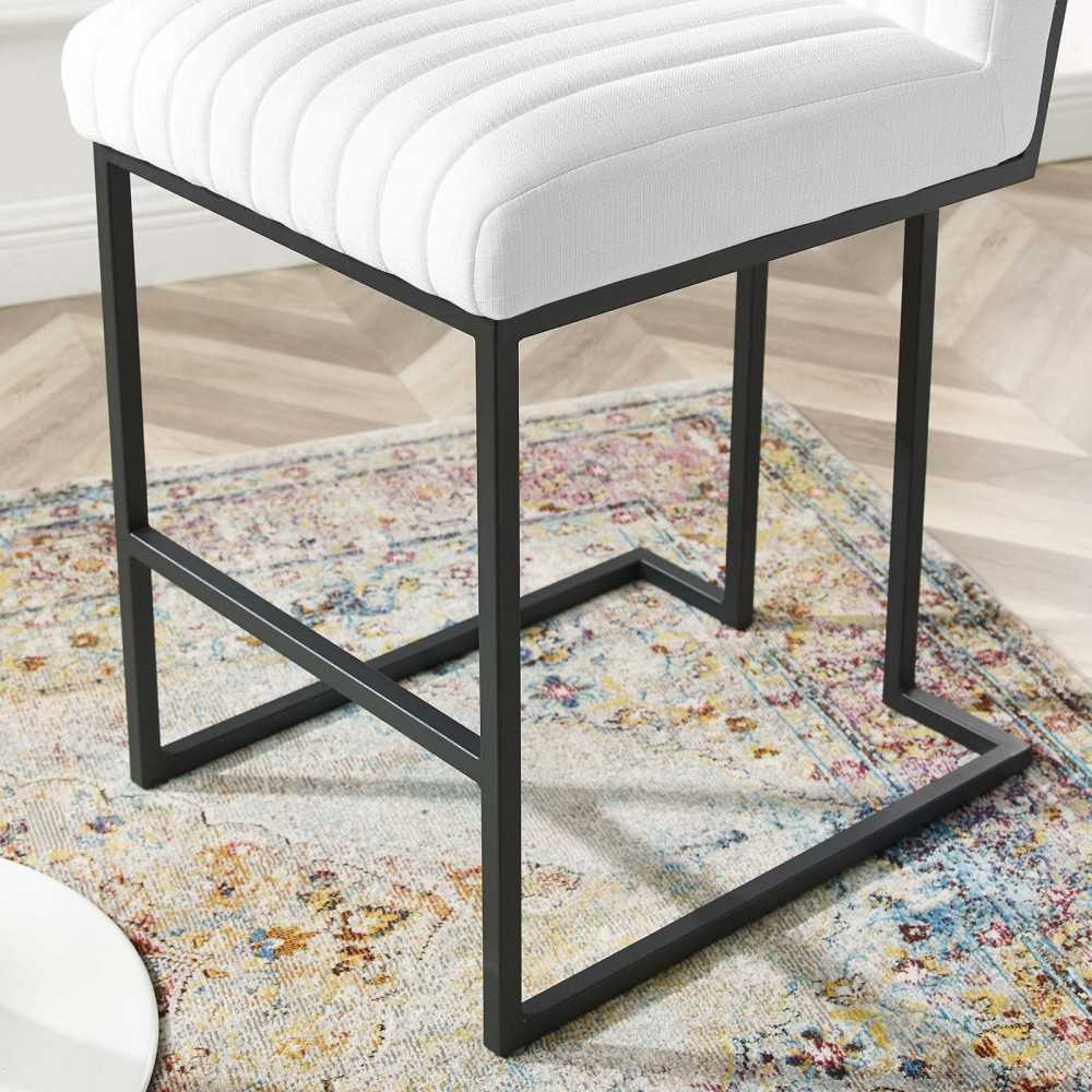 Indulge Channel Tufted Fabric Counter Stool, White