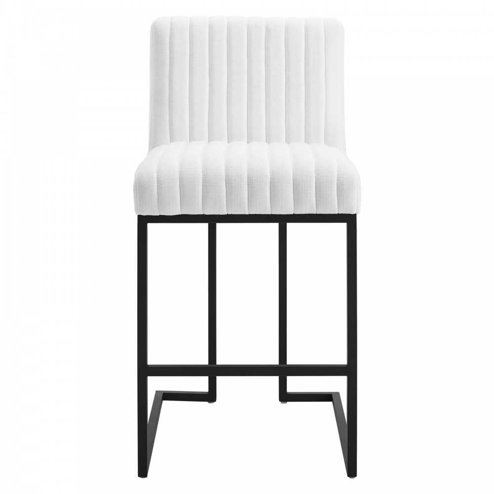 Indulge Channel Tufted Fabric Counter Stool, White