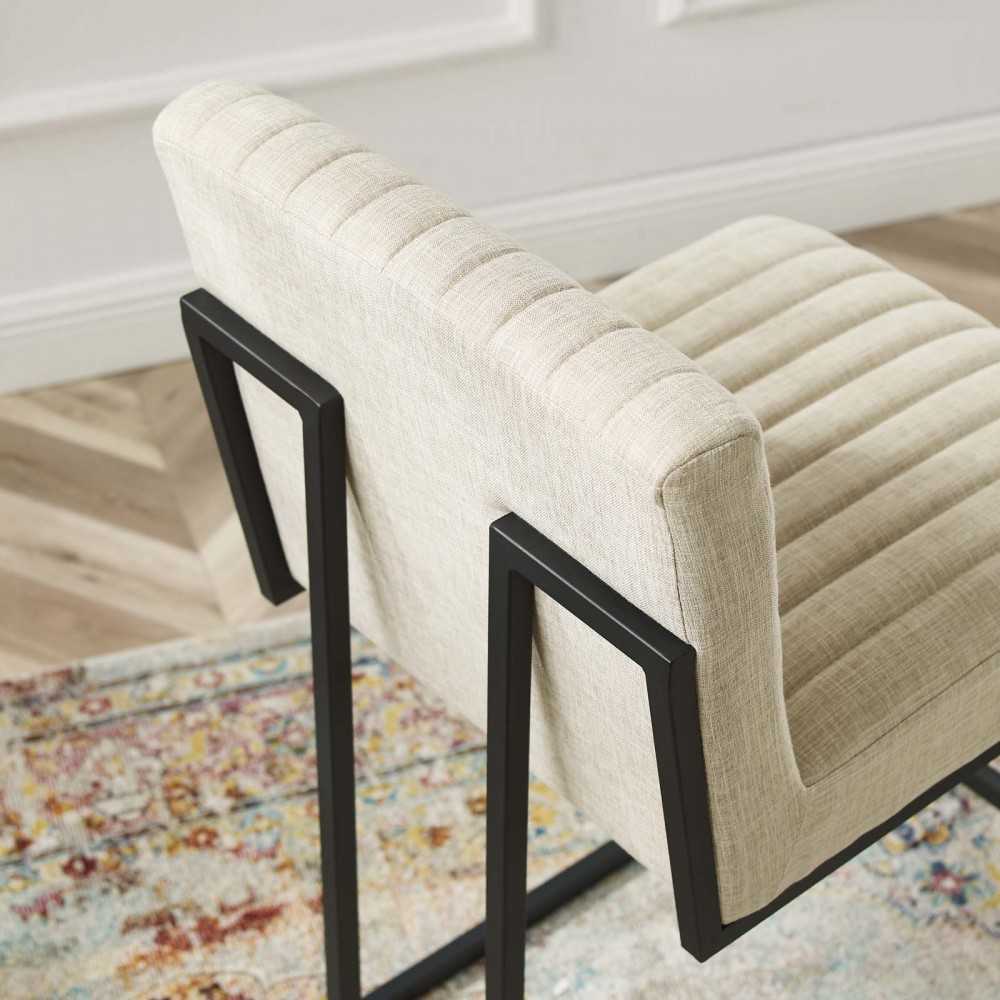 Indulge Channel Tufted Fabric Counter Stool, Beige