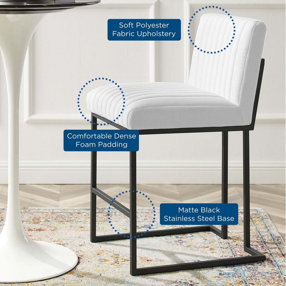 Indulge Channel Tufted Fabric Counter Stools - Set of 2, White