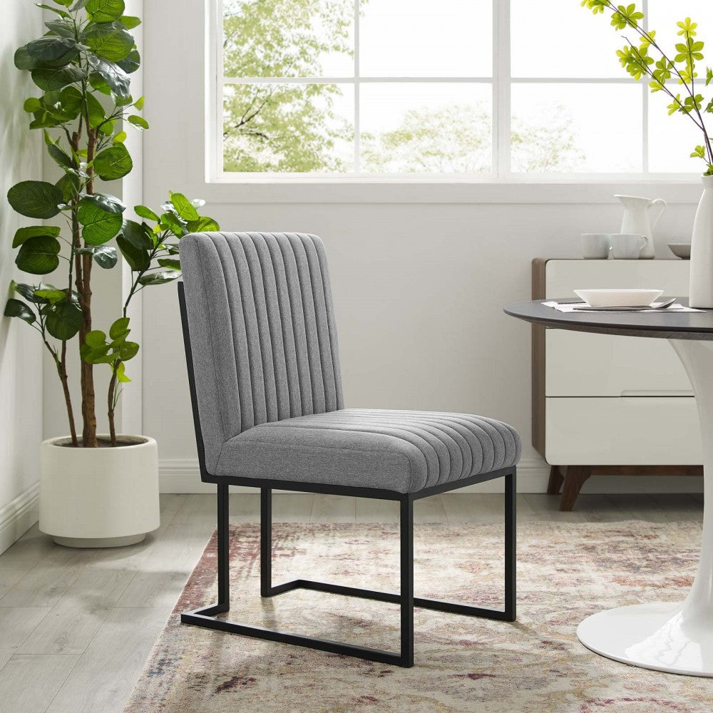 Indulge Channel Tufted Fabric Dining Chair, Light Gray