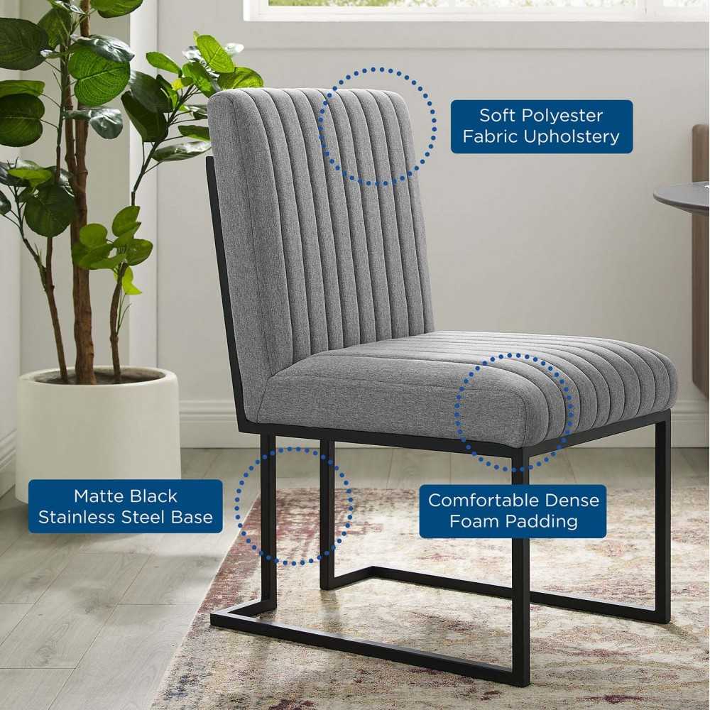 Indulge Channel Tufted Fabric Dining Chair, Light Gray