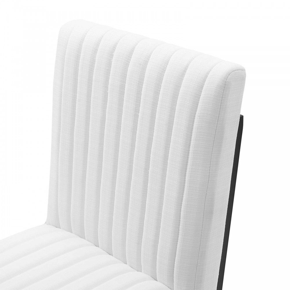 Indulge Channel Tufted Fabric Dining Chair, White