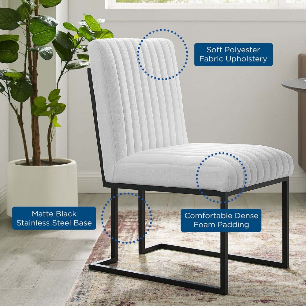 Indulge Channel Tufted Fabric Dining Chair, White