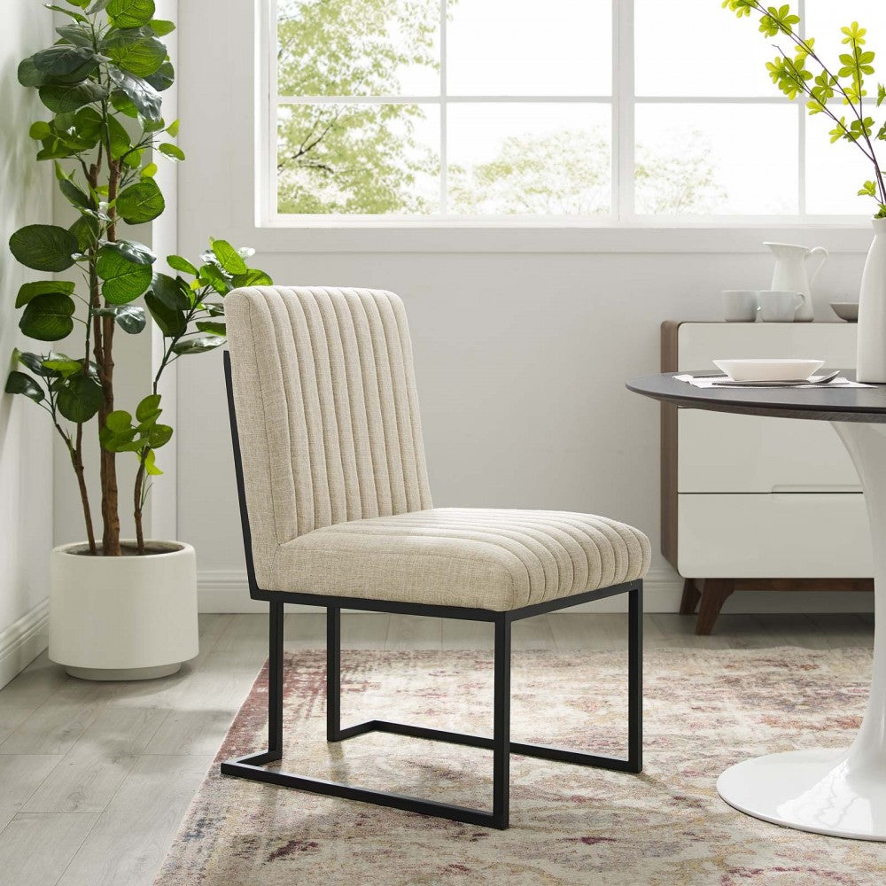 Indulge Channel Tufted Fabric Dining Chair, Beige