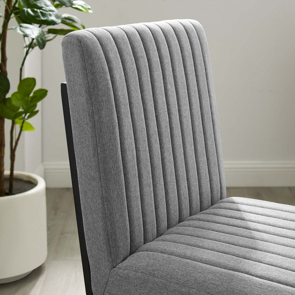 Indulge Channel Tufted Fabric Dining Chairs - Set of 2, Light Gray