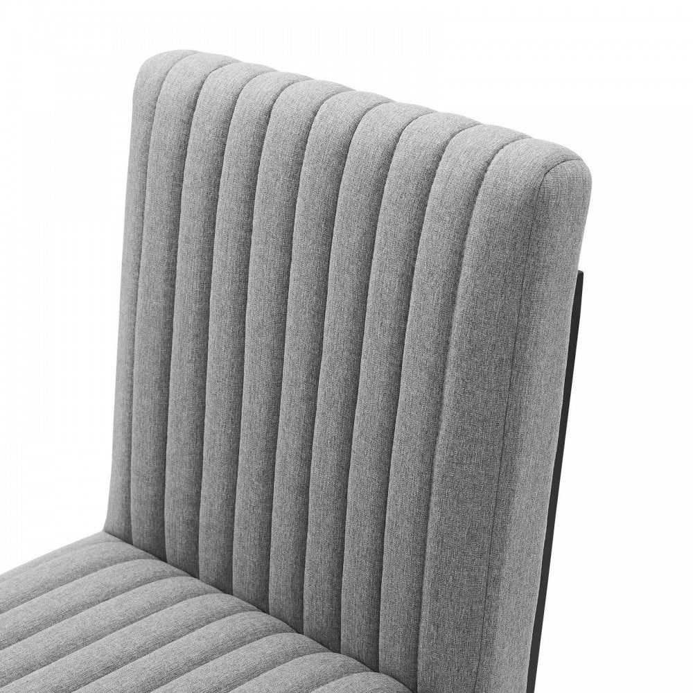 Indulge Channel Tufted Fabric Dining Chairs - Set of 2, Light Gray