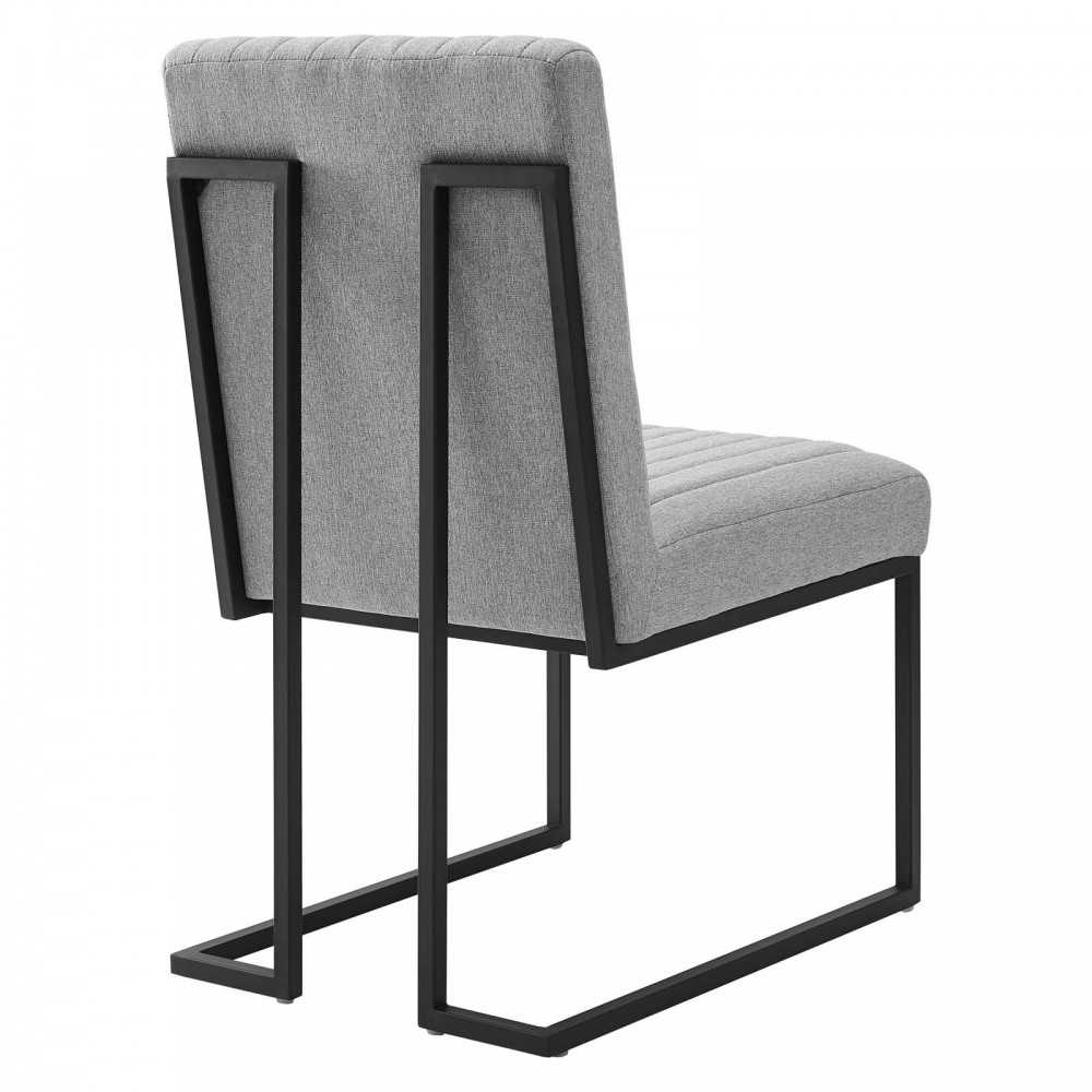 Indulge Channel Tufted Fabric Dining Chairs - Set of 2, Light Gray
