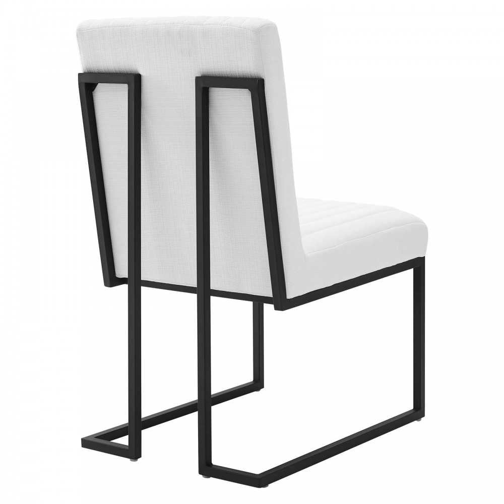 Indulge Channel Tufted Fabric Dining Chairs - Set of 2, White