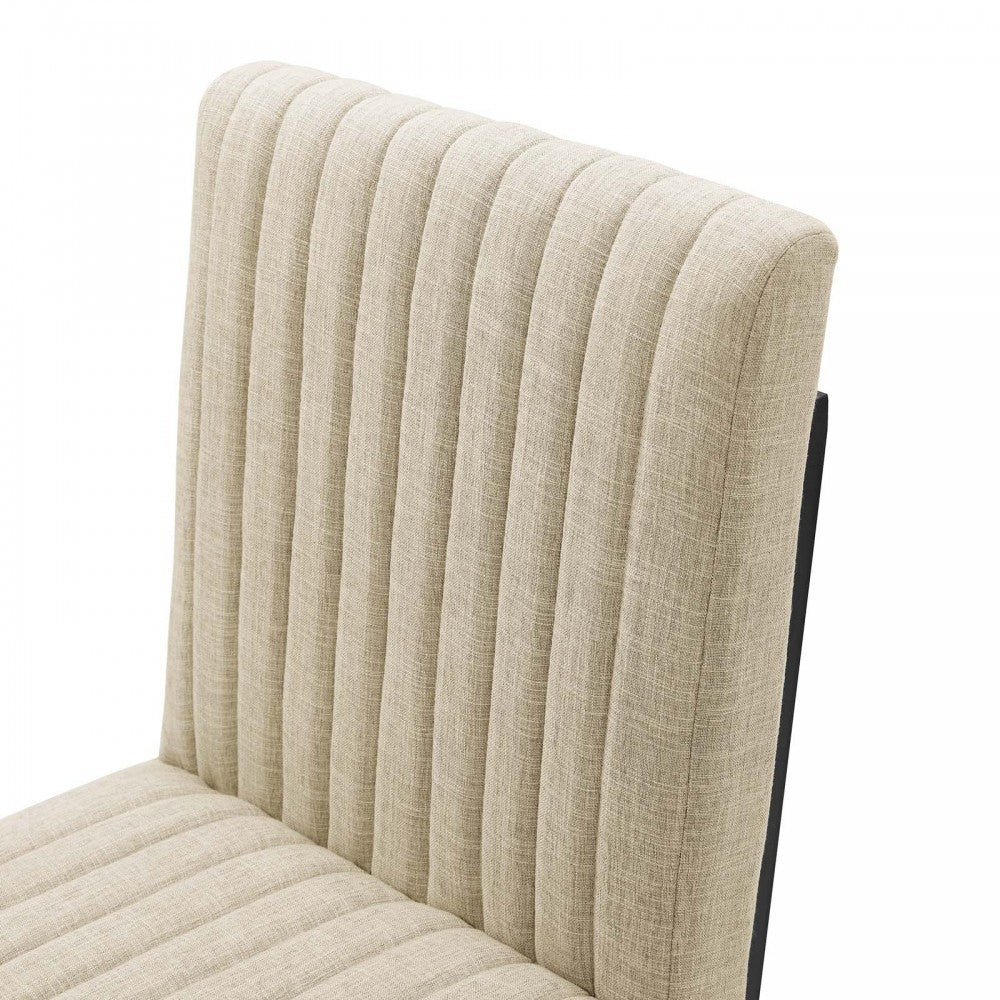 Indulge Channel Tufted Fabric Dining Chairs - Set of 2, Beige