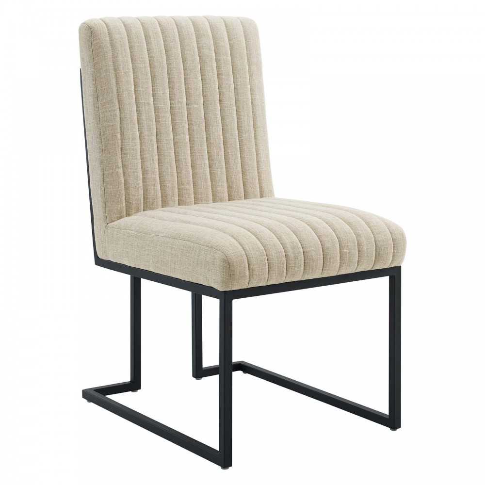 Indulge Channel Tufted Fabric Dining Chairs - Set of 2, Beige