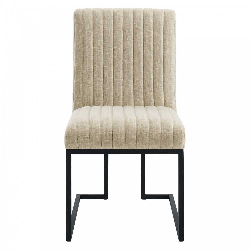 Indulge Channel Tufted Fabric Dining Chairs - Set of 2, Beige