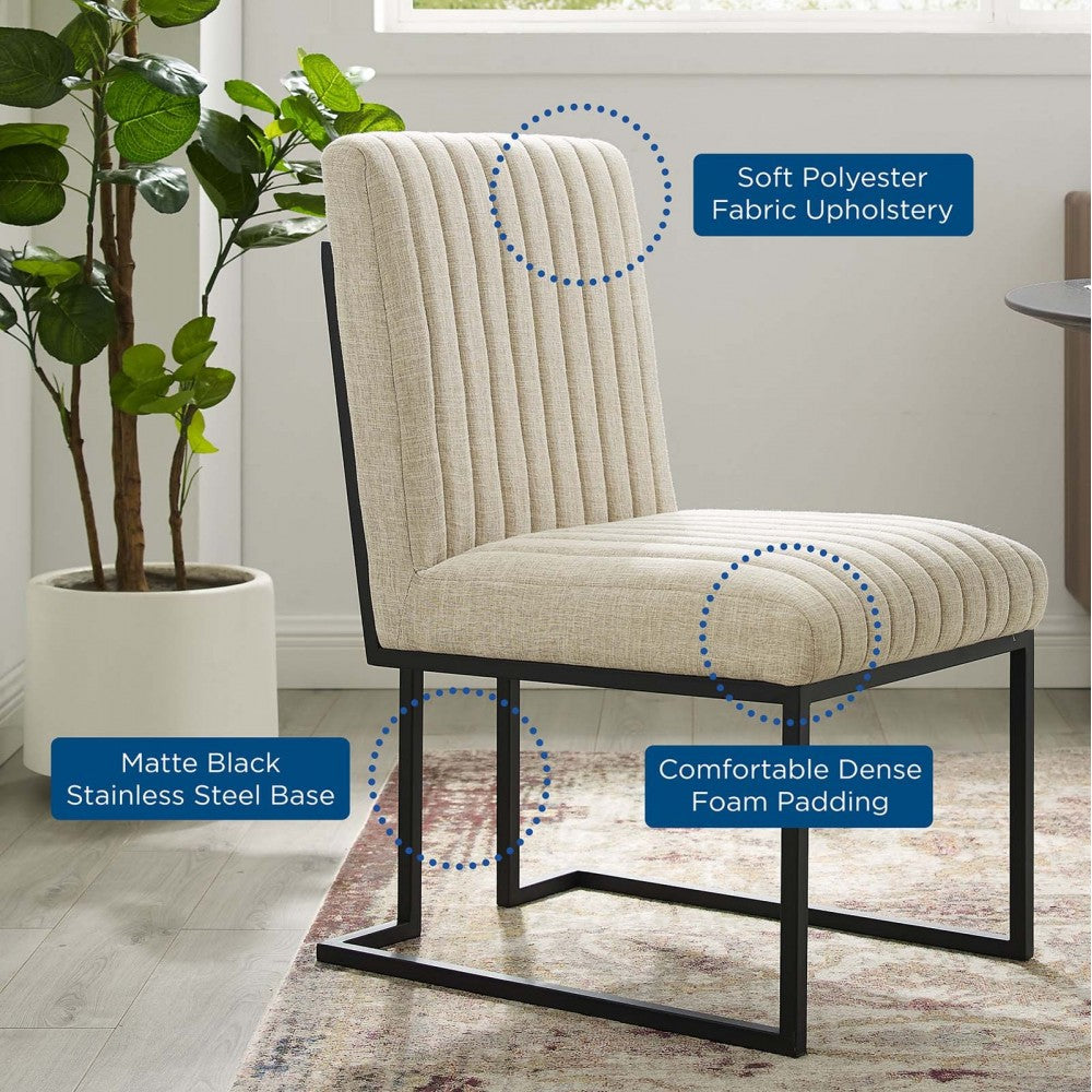 Indulge Channel Tufted Fabric Dining Chairs - Set of 2, Beige