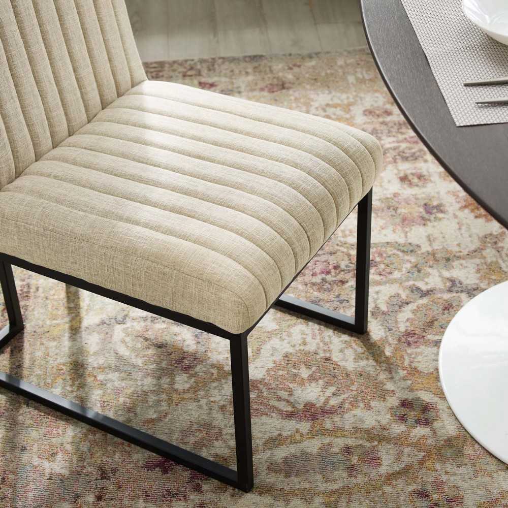 Indulge Channel Tufted Fabric Dining Chairs - Set of 2, Beige