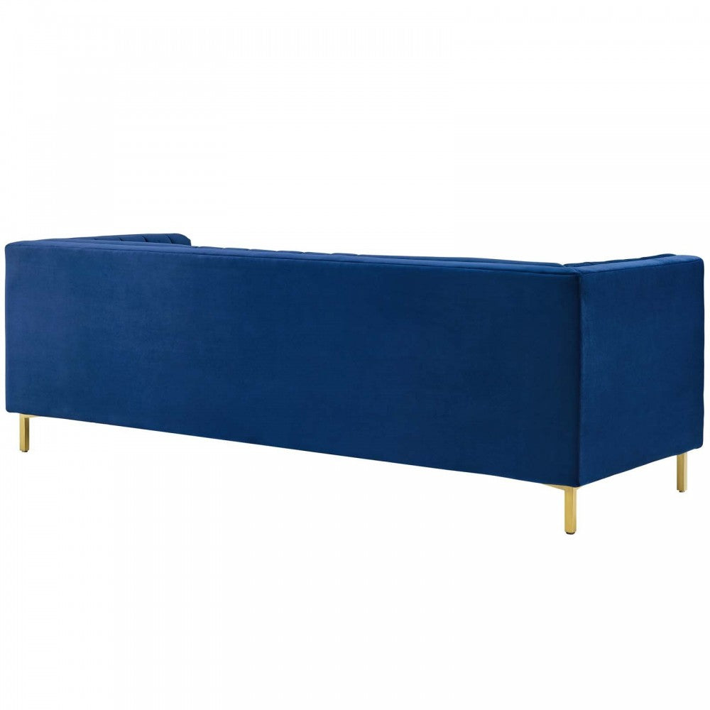 Ingenuity Channel Tufted Performance Velvet Sofa, Navy