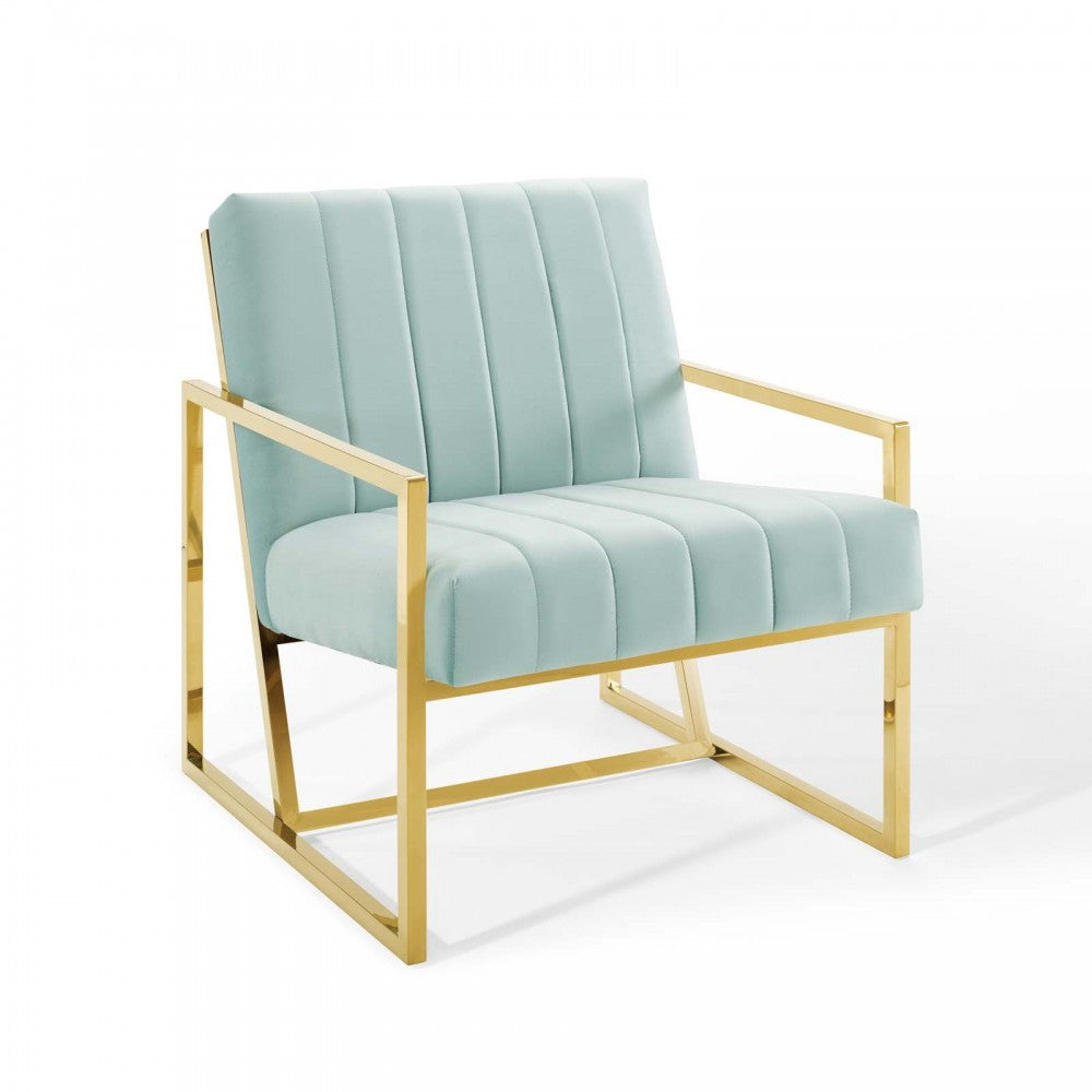 Inspire Channel Tufted Performance Velvet Armchair, Mint