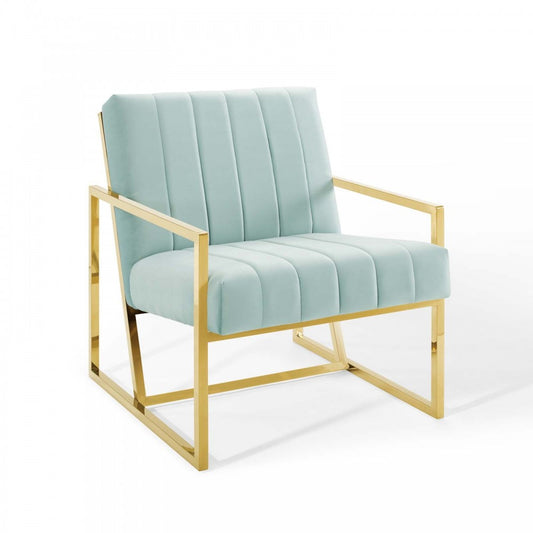 Inspire Channel Tufted Performance Velvet Armchair, Mint