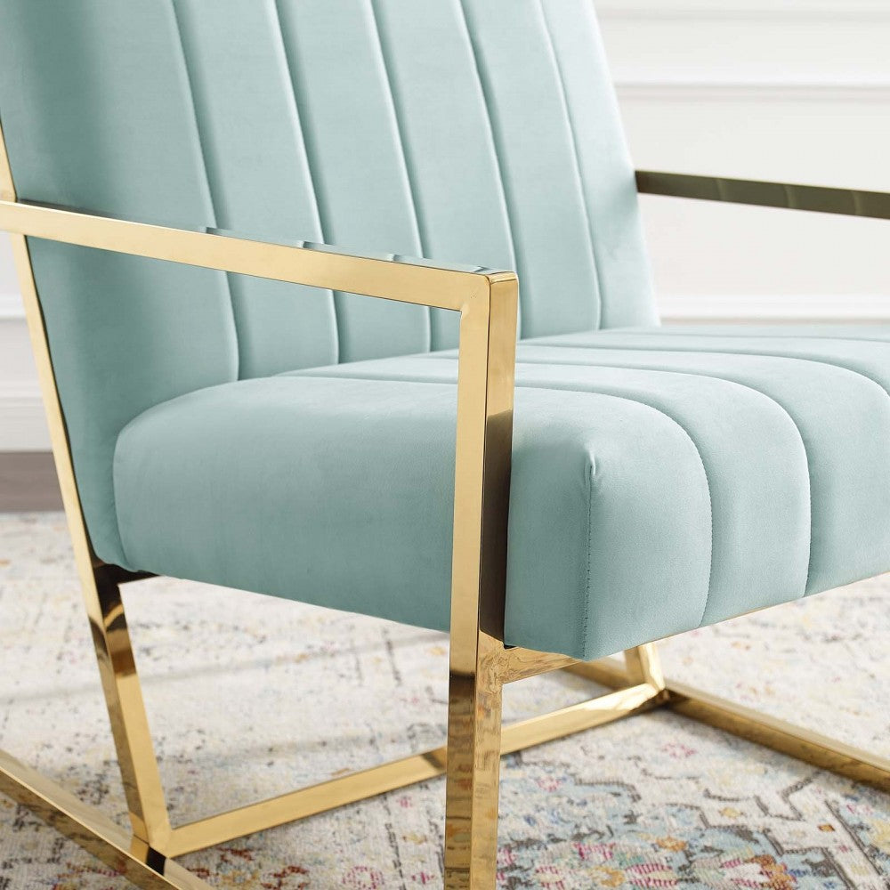 Inspire Channel Tufted Performance Velvet Armchair, Mint
