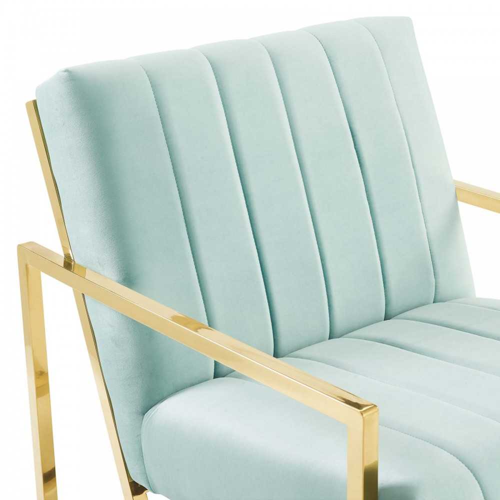 Inspire Channel Tufted Performance Velvet Armchair, Mint