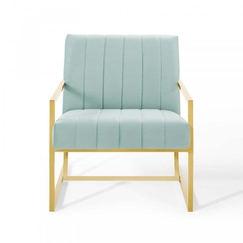 Inspire Channel Tufted Performance Velvet Armchair, Mint
