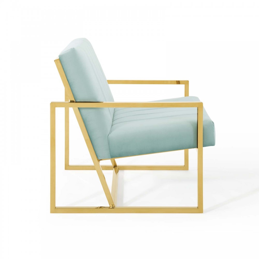 Inspire Channel Tufted Performance Velvet Armchair, Mint