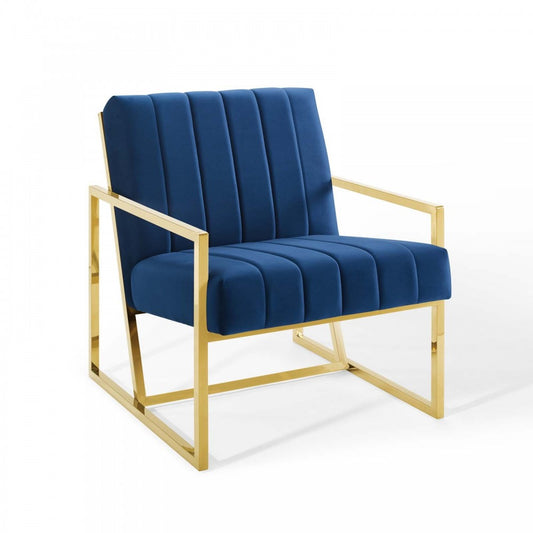 Inspire Channel Tufted Performance Velvet Armchair, Navy