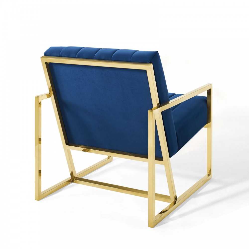 Inspire Channel Tufted Performance Velvet Armchair, Navy