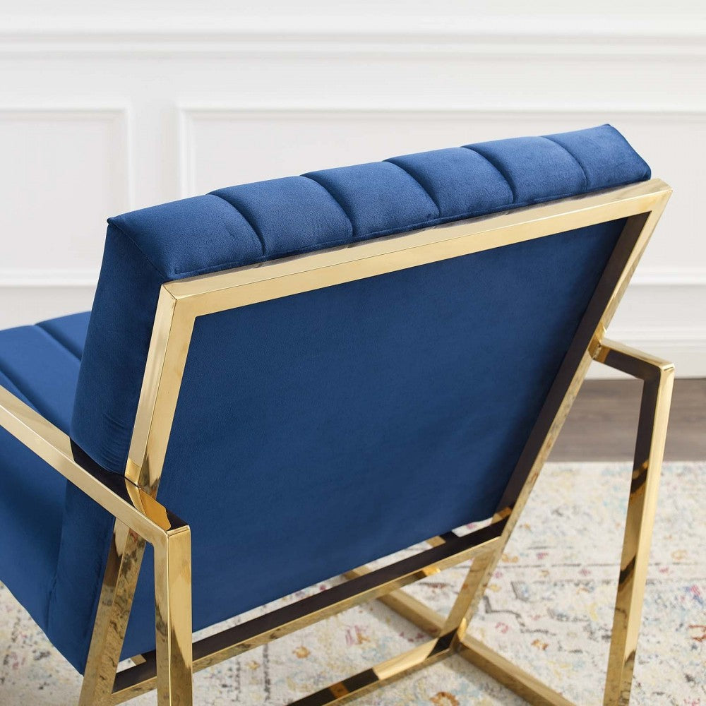 Inspire Channel Tufted Performance Velvet Armchair, Navy