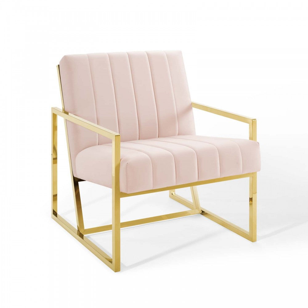 Inspire Channel Tufted Performance Velvet Armchair, Pink