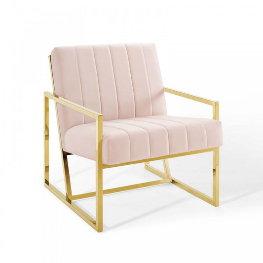 Inspire Channel Tufted Performance Velvet Armchair, Pink