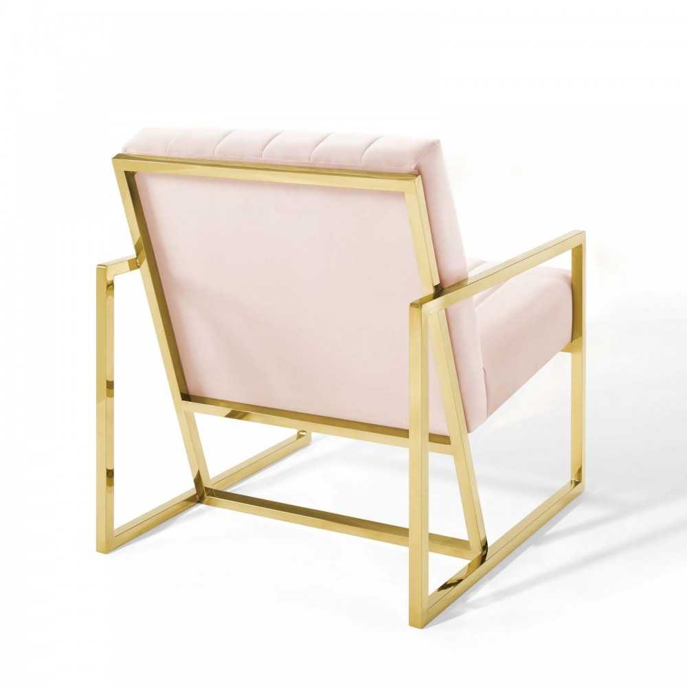 Inspire Channel Tufted Performance Velvet Armchair, Pink