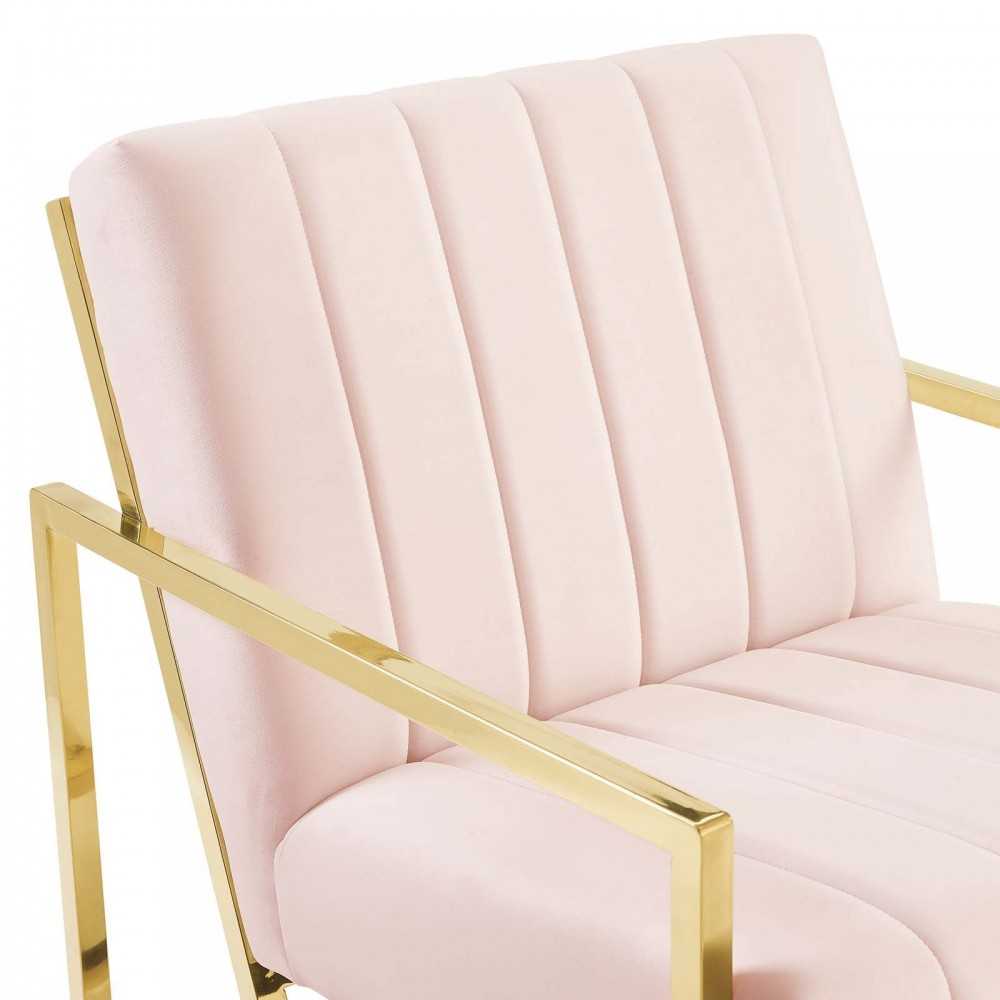 Inspire Channel Tufted Performance Velvet Armchair, Pink