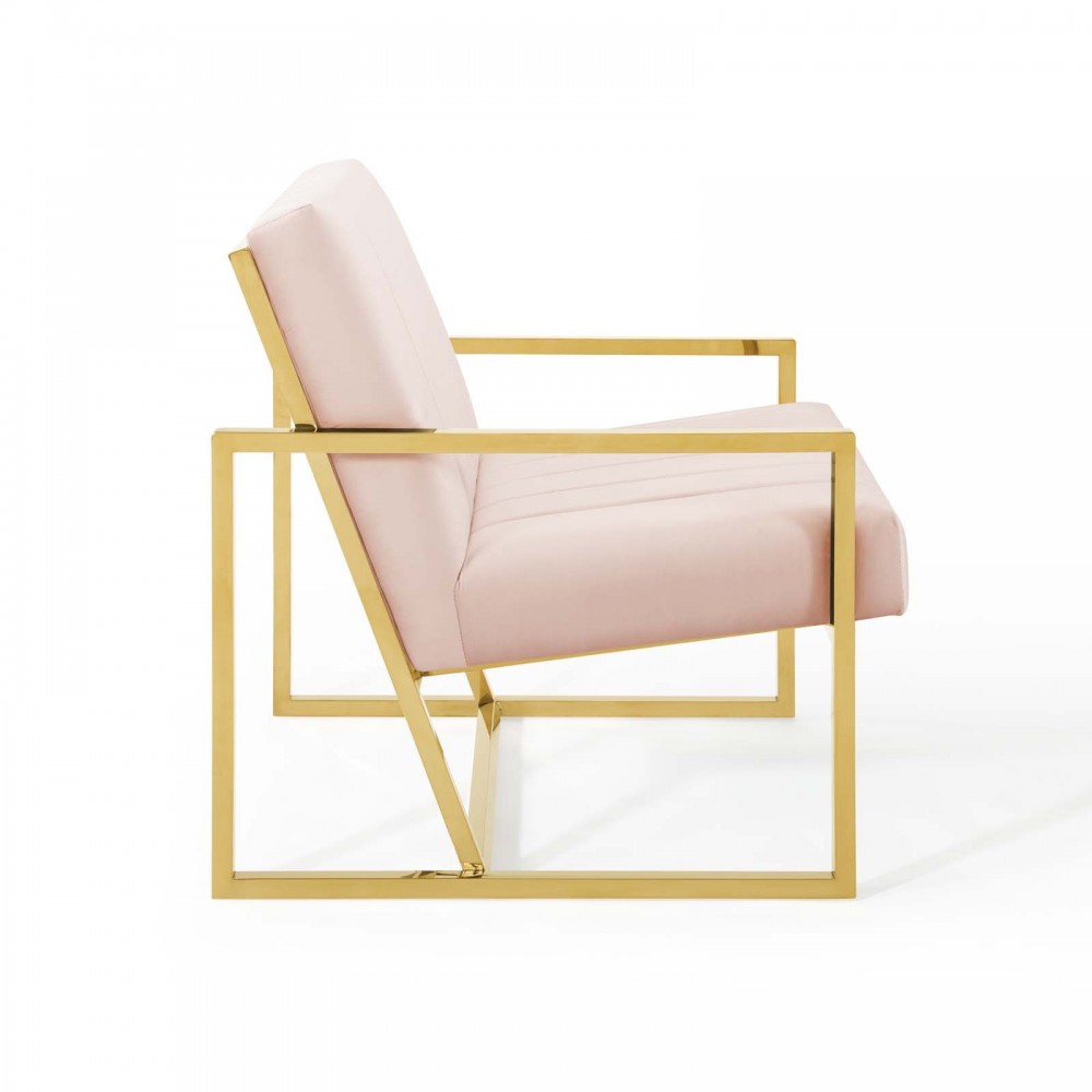Inspire Channel Tufted Performance Velvet Armchair, Pink