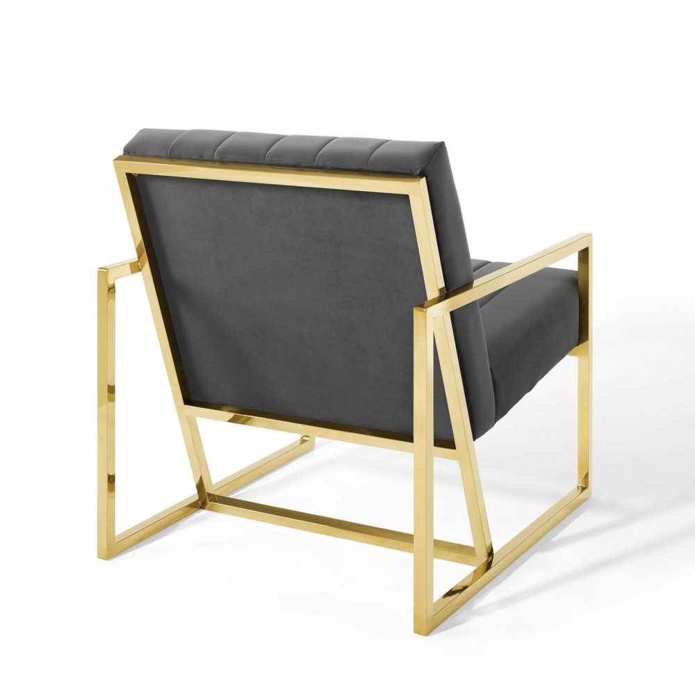 Inspire Channel Tufted Performance Velvet Armchair, Charcoal