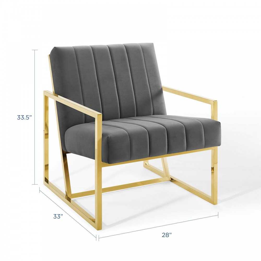Inspire Channel Tufted Performance Velvet Armchair, Charcoal