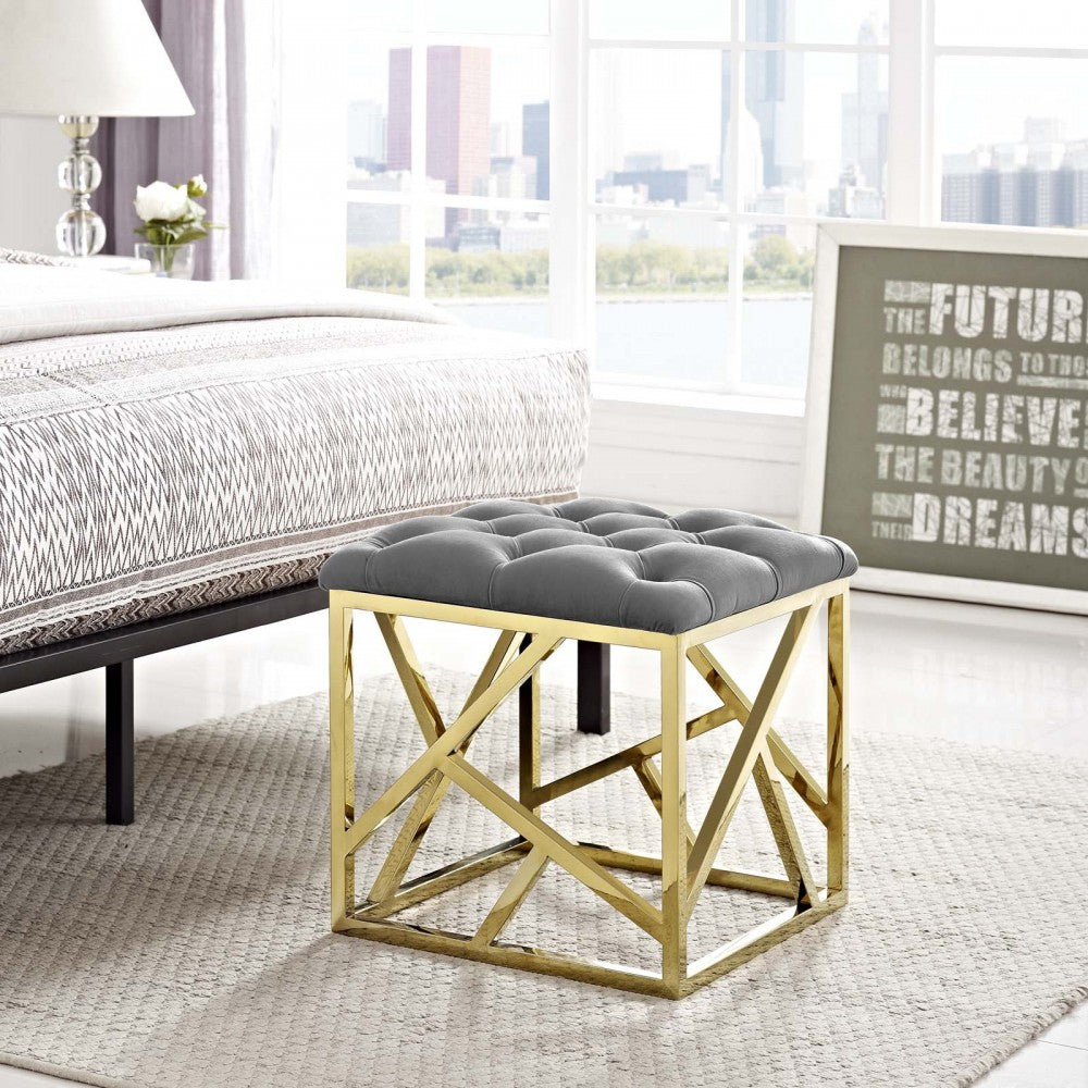 Intersperse Ottoman, Gold Gray