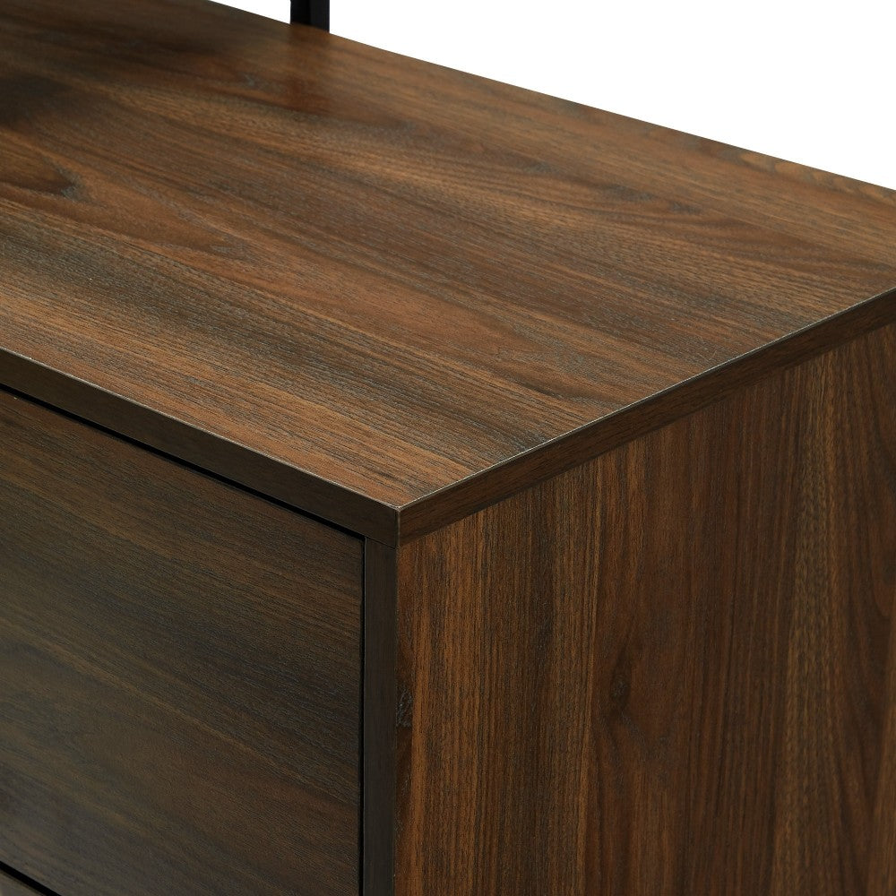 Isabella 4 Drawer Wood and Glass Accent Chest - Dark Walnut