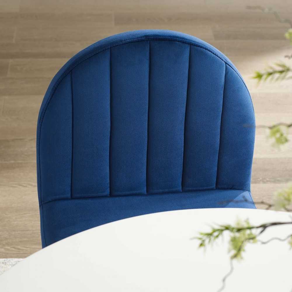 Isla Channel Tufted Performance Velvet Dining Side Chair, Gold Navy