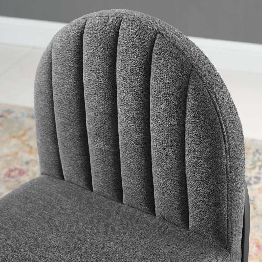 Isla Channel Tufted Upholstered Fabric Dining Side Chair, Black Charcoal